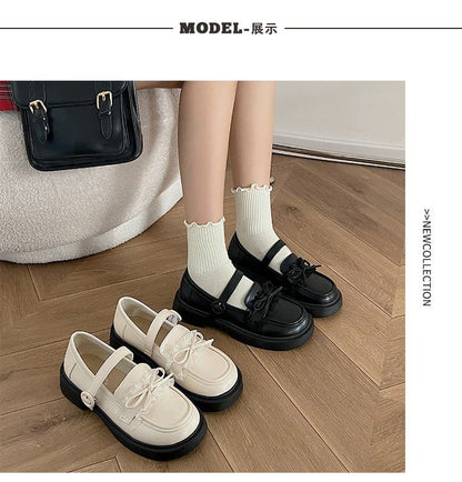 Faux Leather Ribbon Loafers