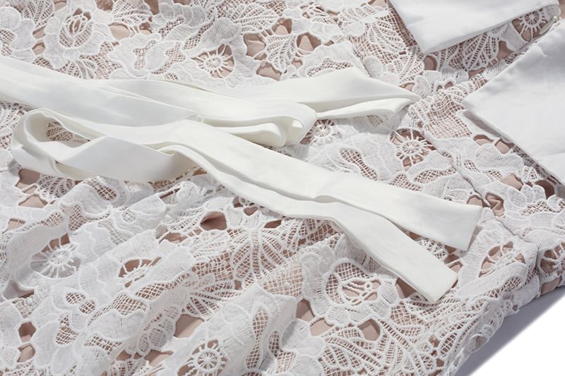 Evening A-Line Strap Gown Paneled Spaghetti Lace