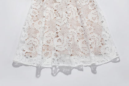 Evening A-Line Strap Gown Paneled Spaghetti Lace