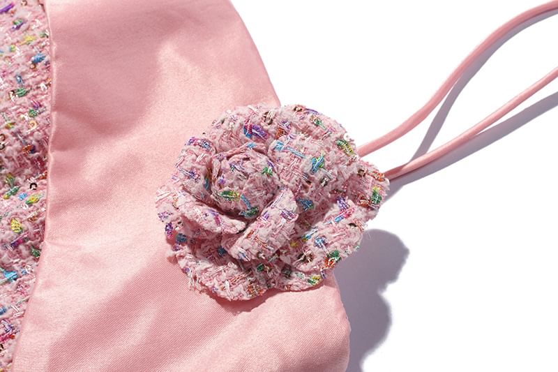 Gown Strap Evening A-Line Spaghetti Tweed