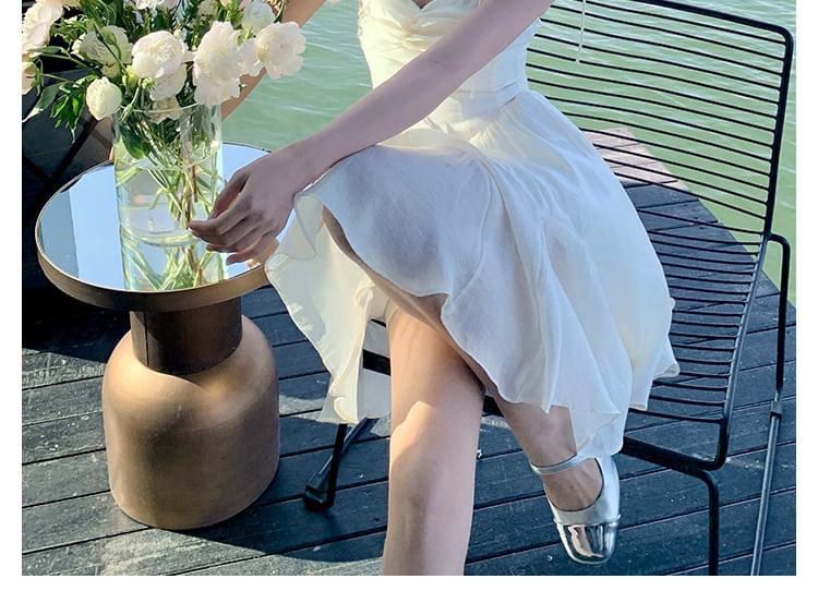 Thin Strap Simple Shirred Mini Sundress