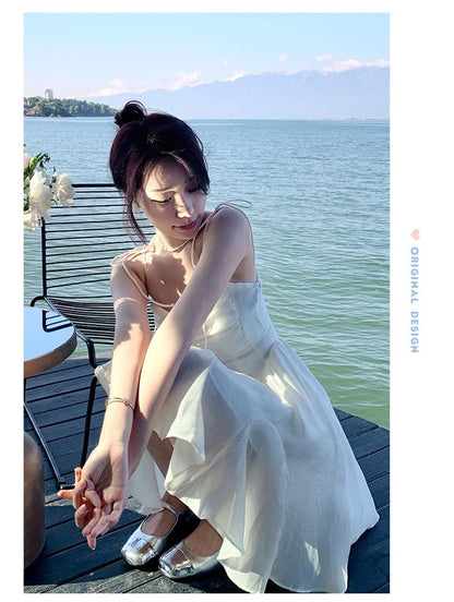 Thin Strap Simple Shirred Mini Sundress