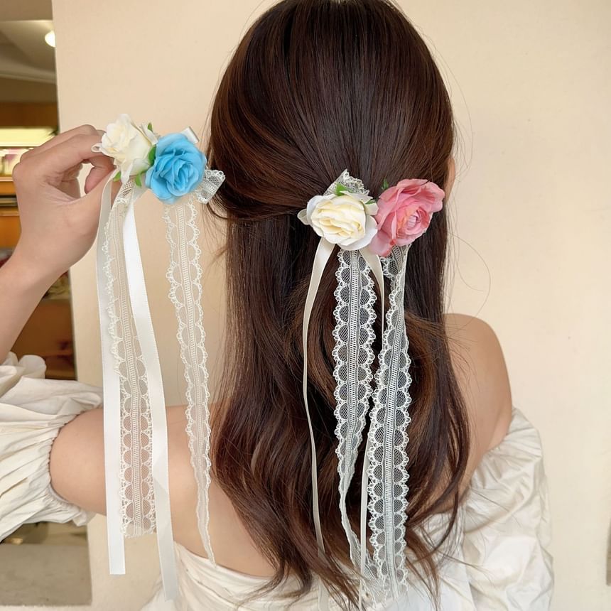 Floral Fabric Hair Clip