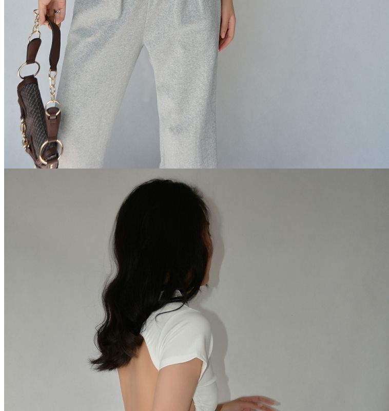 Plain Tee Back Cropped Short-Sleeve Open