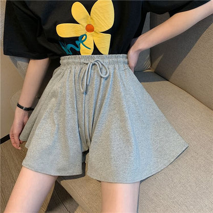 Drawstring Plain Shorts Waist