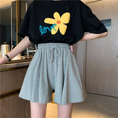 Drawstring Plain Shorts Waist