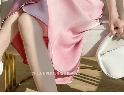 Thin Strap V-Neck Simple Maxi A-Line Dress