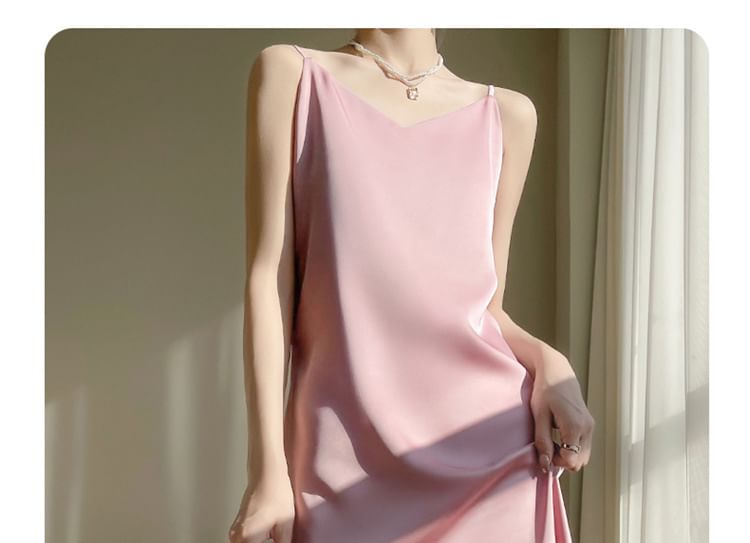 Thin Strap V-Neck Simple Maxi A-Line Dress