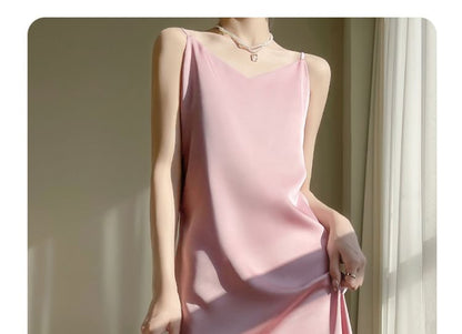 Thin Strap V-Neck Simple Maxi A-Line Dress