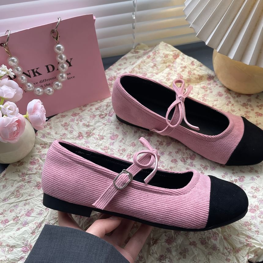 Two Tone Bow Mary Jane Shoes