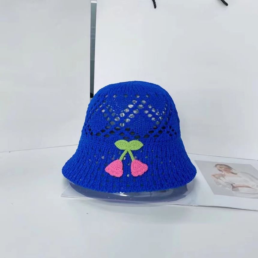 Hat Woven Floral Embroidered Bucket