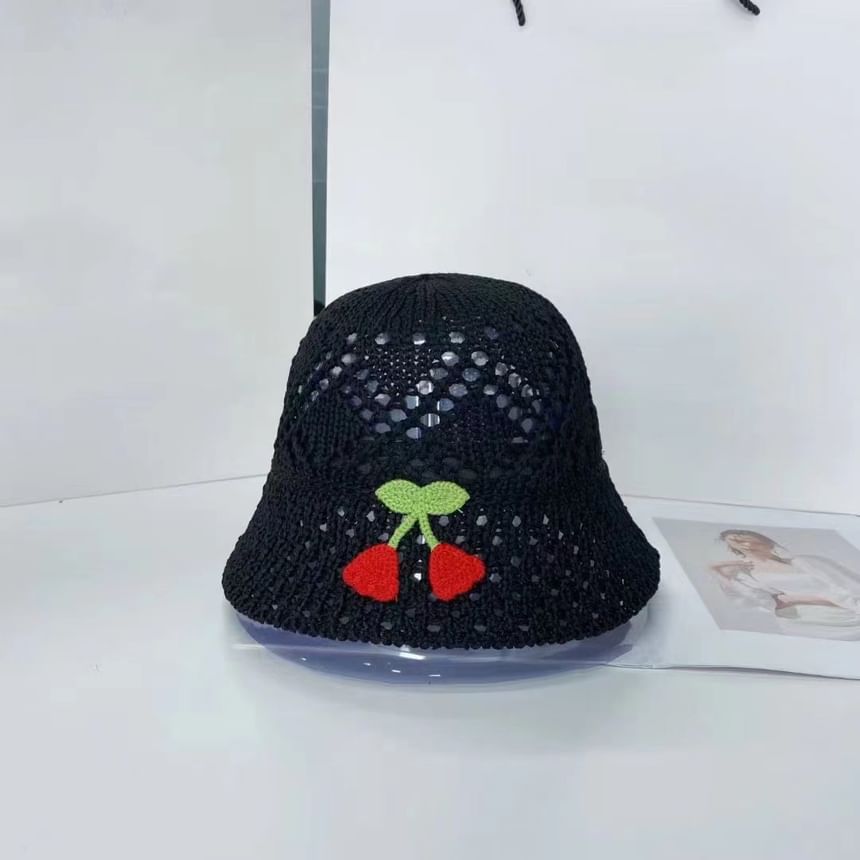 Hat Woven Floral Embroidered Bucket