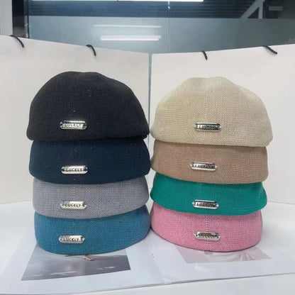 Plate Beret Lettering Hat Metal