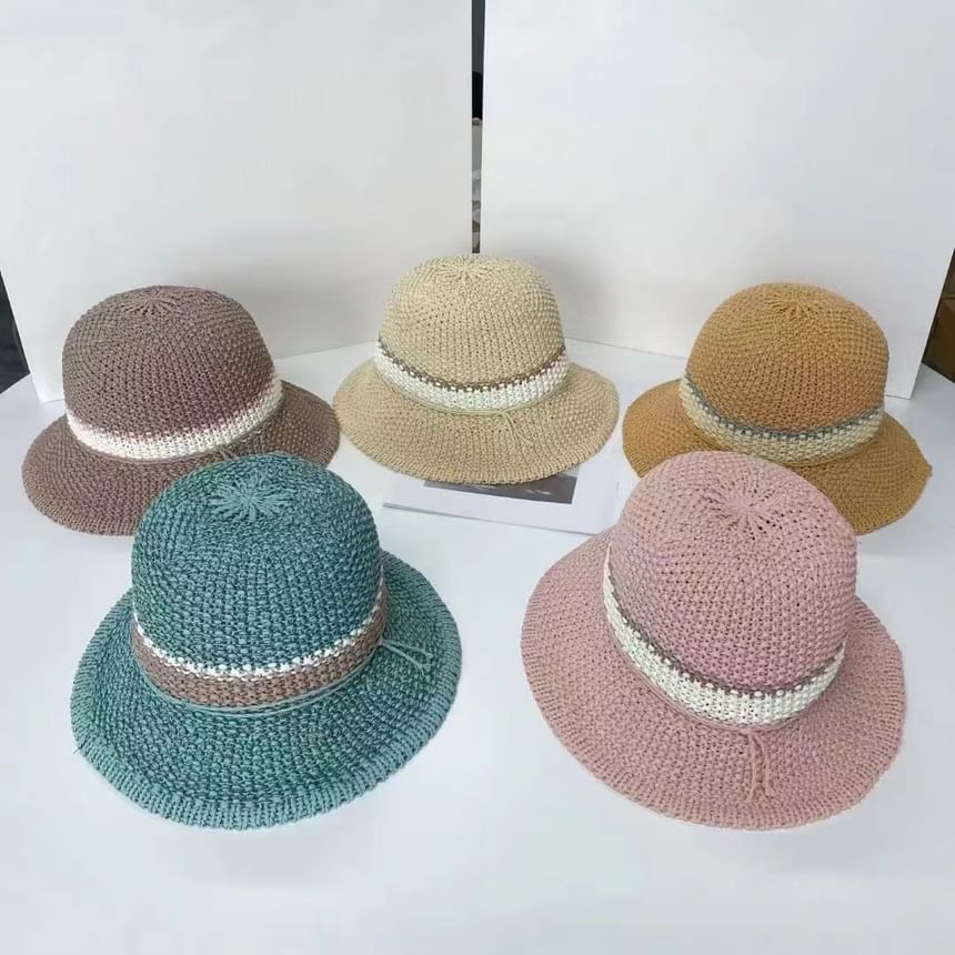 Woven Bucket Striped Hat