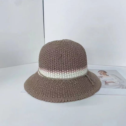 Woven Bucket Striped Hat