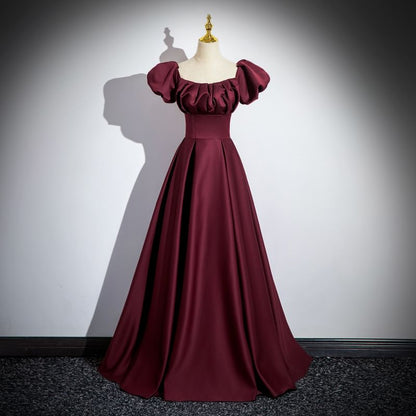 Evening Off-Shoulder Gown Puff-Sleeve Plain