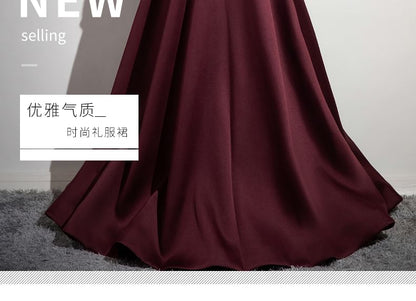Off-Shoulder Plain A-Line Evening Gown