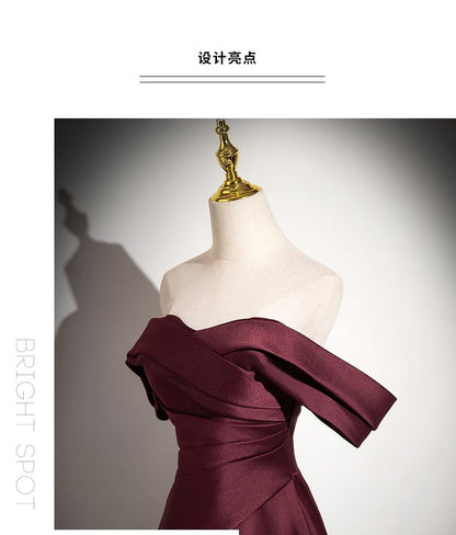 Off-Shoulder Plain A-Line Evening Gown