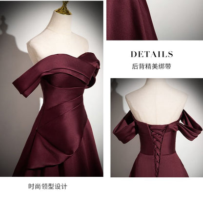 Off-Shoulder Plain A-Line Evening Gown