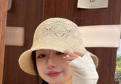Eyelet Knit Bucket Hat