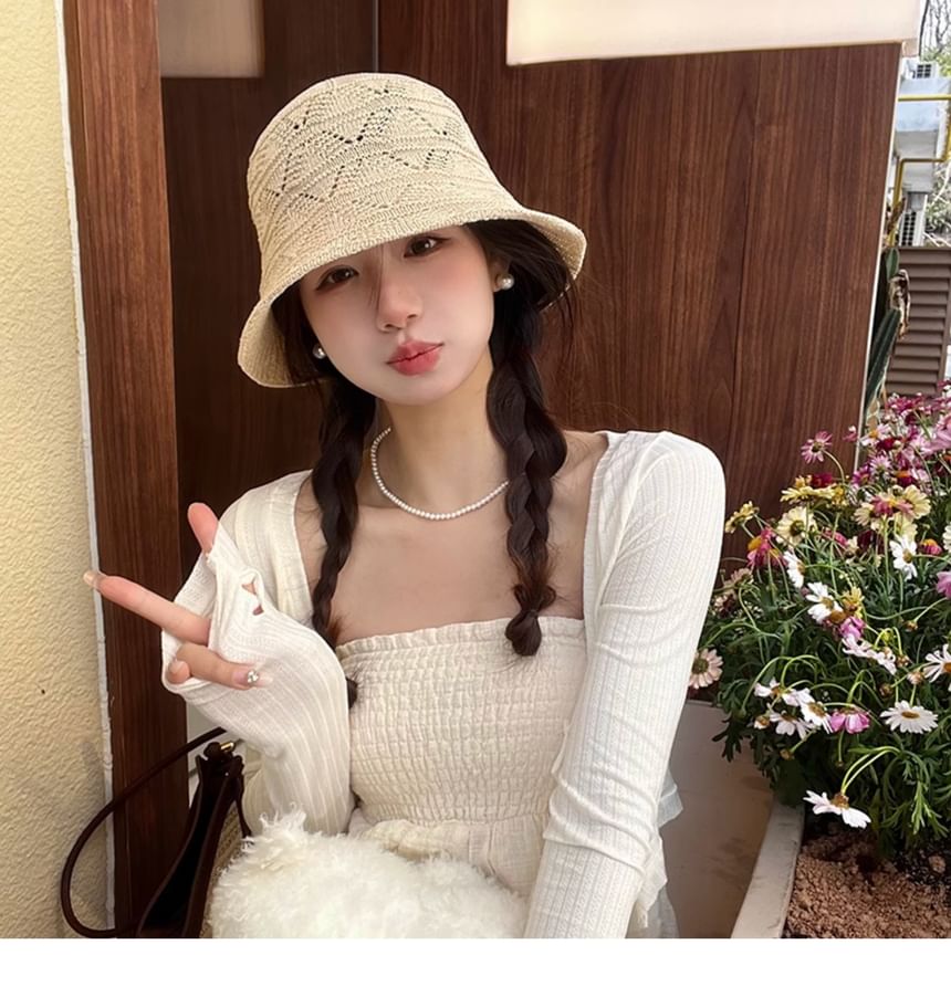 Eyelet Knit Bucket Hat