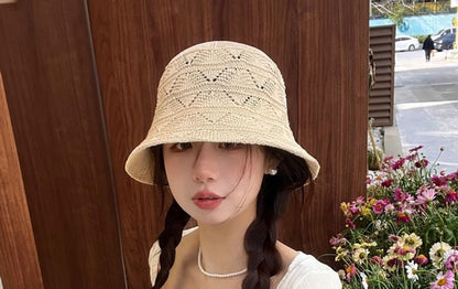 Eyelet Knit Bucket Hat
