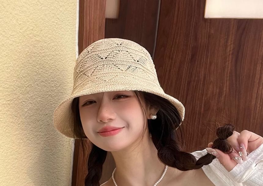 Eyelet Knit Bucket Hat