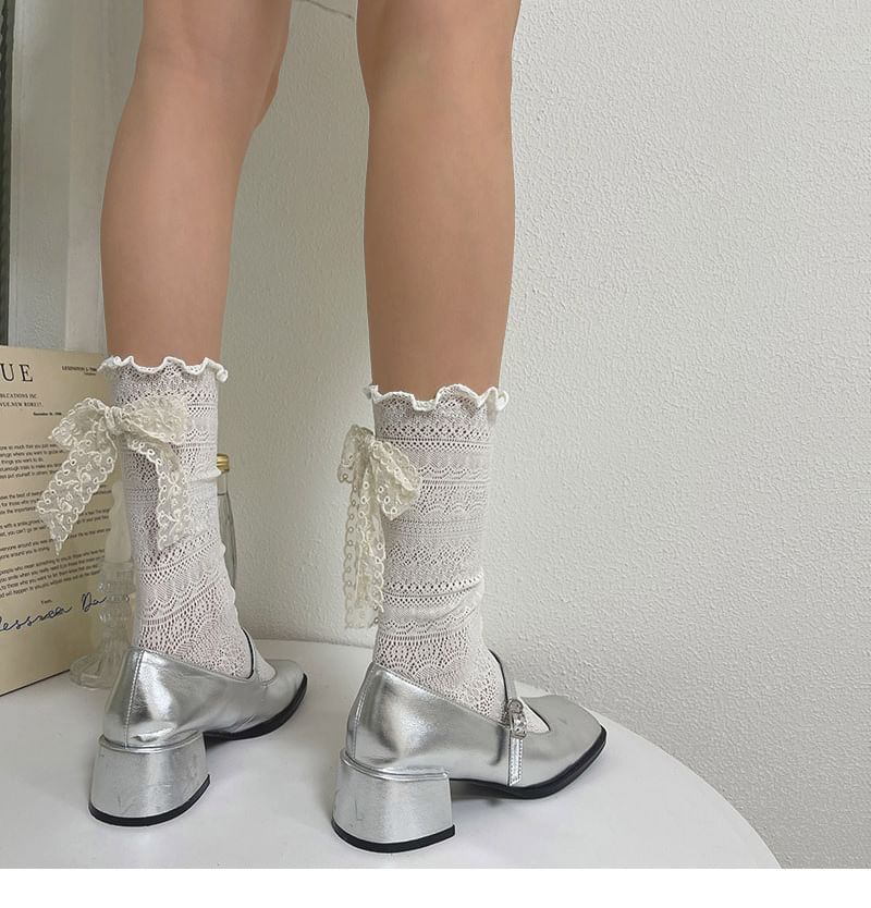 Chaussettes en dentelle avec nœud