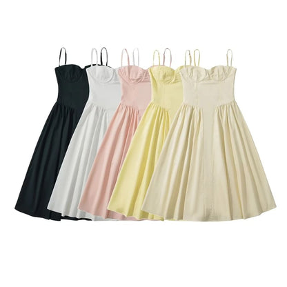 Thin Strap Sweetheart Neckline Simple A-Line Dress