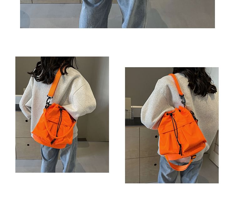 Multi-Pocket Drawstring Bucket Bag