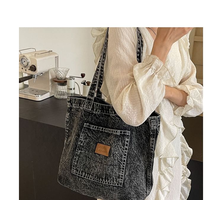 Sac fourre-tout en jean avec appliques