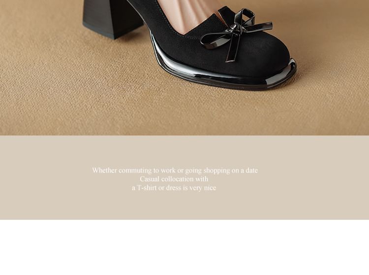 Block Heel Bow Pumps