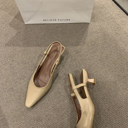 Low Heel Pointy Slingback Sandals