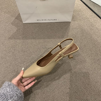 Low Heel Pointy Slingback Sandals
