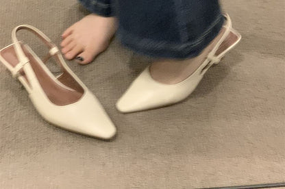Low Heel Pointy Slingback Sandals