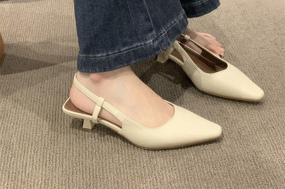 Low Heel Pointy Slingback Sandals