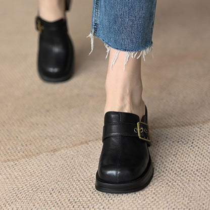 Block Heel Buckled Mules