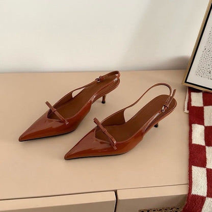 Pointy Bow Slingback Sandals