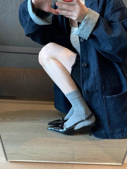 Pointy Bow Slingback Sandals