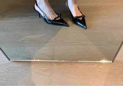 Pointy Bow Slingback Sandals