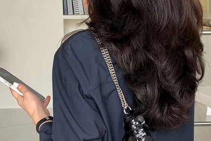 Hobo Bag Sequin Chain Strap