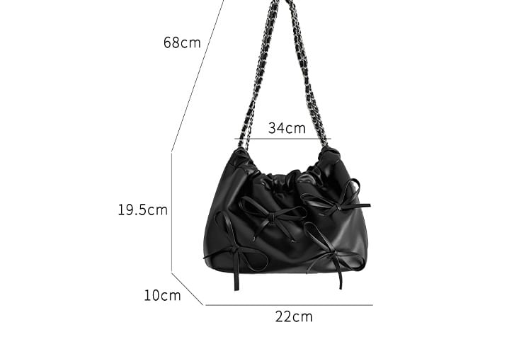 Chain Strap Bow Faux Leather Shoulder Bag