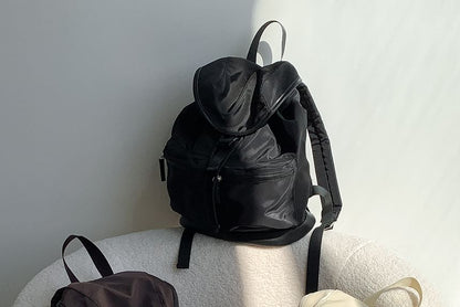 Plain Buckled Nylon Backpack