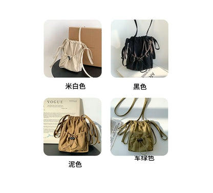 Plain Drawstring Nylon Crossbody Bag
