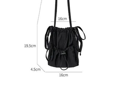 Plain Drawstring Nylon Crossbody Bag