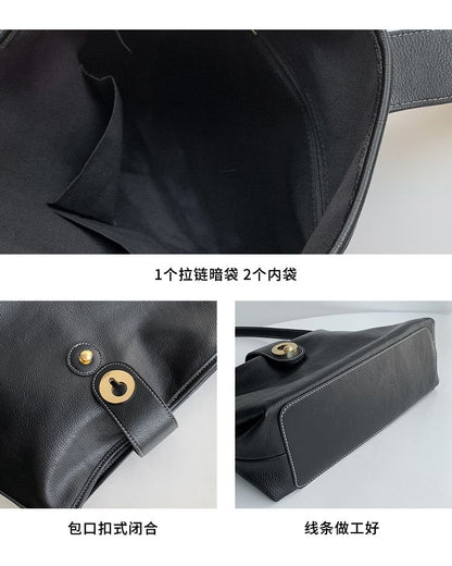 Bag Faux Tote Plain Leather