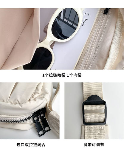 Ruffle Crossbody Plain Bag Nylon