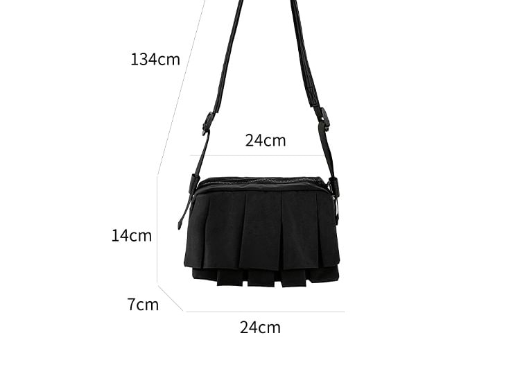 Plain Ruffle Nylon Crossbody Bag