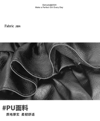 Top Handle Ruffle Faux Leather Crossbody Bag