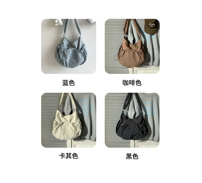 Crossbody Drawstring Plain Bag Nylon